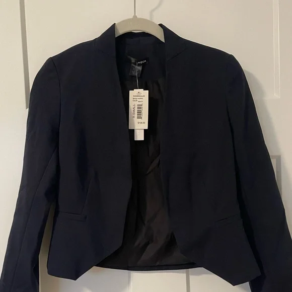 Bloomingdale’s AQUA navy cropped blazer NWT - Picture 2 of 3